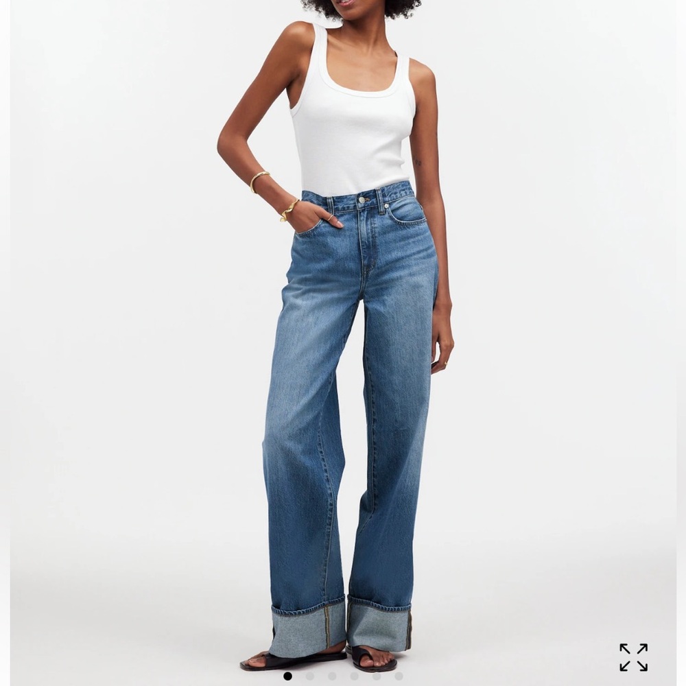 Madewell Petite Super Wide Leg Cuff Jeans